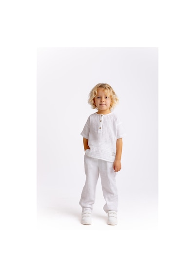 Oliven The Kid Müslin T-shirt Pantolonlu Takım Beyaz Beyaz