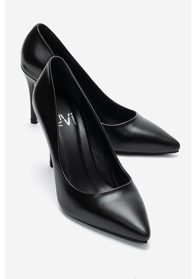 Luvi Shoes Morıel Siyah Cilt Hakiki Deri Kadın Topuklu Ayakkabı