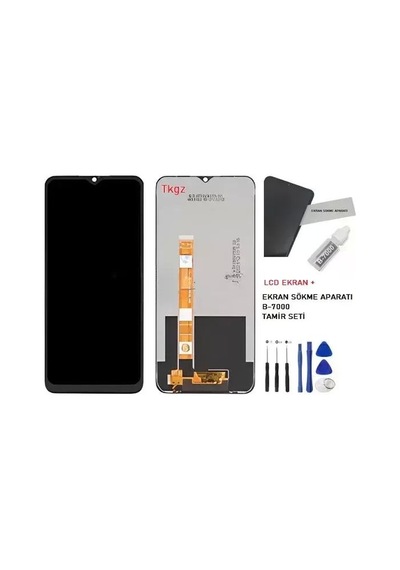 Tkgz - Oppo Realme 6i İle Uyumlu Lcd Ekran Dokunmatik Servıce Pack Lcd + B-7000 + Tamir Kiti
