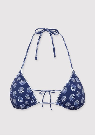Mavi - Deniz Kabuğu Baskılı Lacivert Bikini Üstü 1914060-80946
