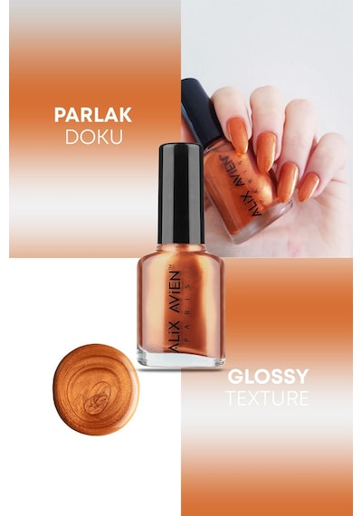 Alix Avien Metalik Bakır Oje 31 Yüksek Pigmentli Uzun Süreli Kalıcılık Hızlı Kuruma Nail Lacquer 31