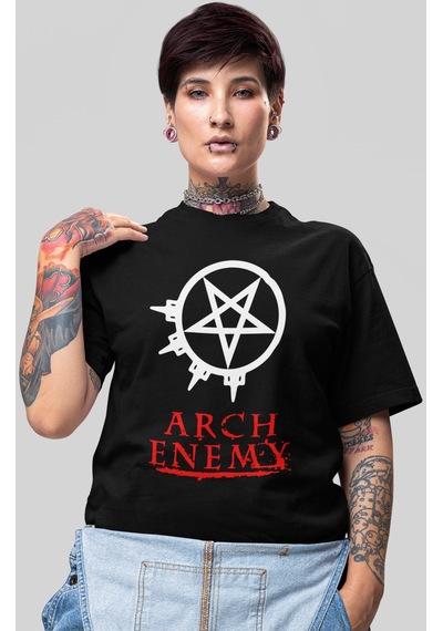 Arch Enemy Rock Metal Müzik Grubu Baskılı Unisex Oversize Tişört Siyah