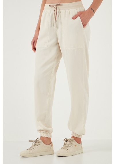 Lela Regular Fit Yüksek Bel Lastikli Paça Jogger Spor Bayan Pantolon 668Yp5039 Taş