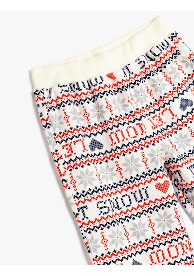 Koton Yılbaşı Desenli Beli Lastikli Pamuklu Pijama Altı Kırmızı Desenli 5wlk50029mw
