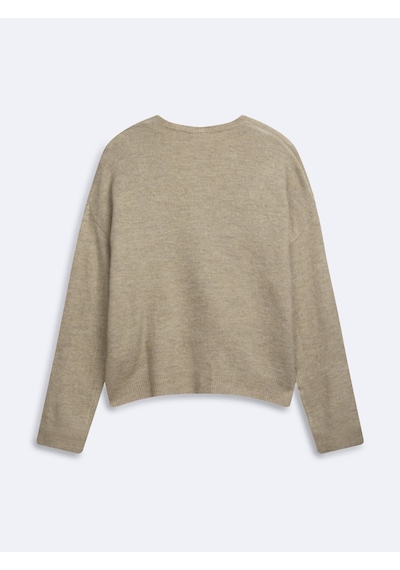 LTB Relaxed Fit V Yaka Triko Bej Kazak
