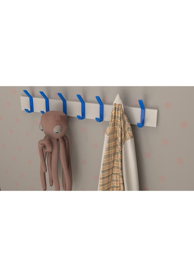 Hepsi3boyutlu Modern Duvar & Kapı Kanca Askılık - 7 Adet Mavi Kanca Askılık - Model No : 1 Mavi