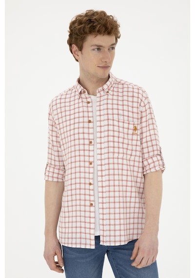 U.S. Polo Assn. Erkek Kareli Kiremit Gömlek 50283820-VR031