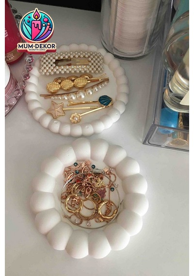 2 Li Dekoratif Bubble Organizatör Takı Tabağı & Sunumluk & Altlık