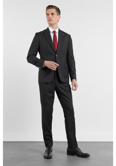 İmza Siyah Kırlangıç Yaka 6 Drop Slim Fit Tam Astar Esnek Takım Elbise 1001260153