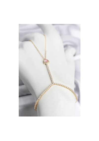 Gold Renk Pirinç Zirkon Taşlı Pembe Model Şahmeran Tj-sn771 Evimdeyokyok