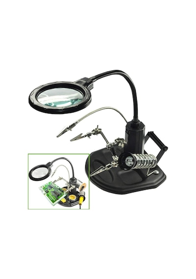 Wellhise Acn-129 Masa Üstü Ledli Mini Büyüteç Havya Stand Pcb Tutucu