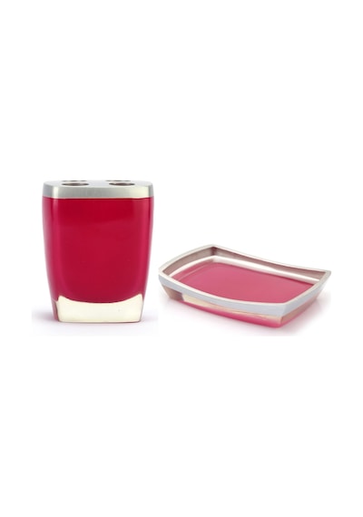 Sıa 2 Li Banyo Seti.Gri Pembe Model Poliresin Gri - Pembe