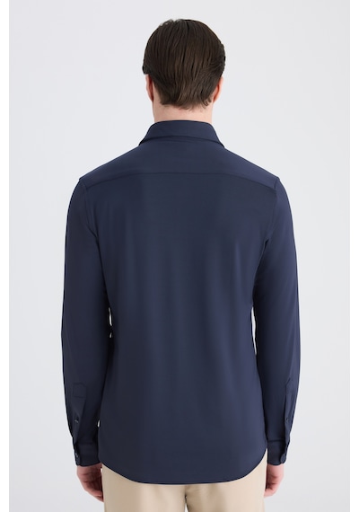 Twn Slim Fit Lacivert Örme Gömlek 5ec02ad04259m Çok Renkli