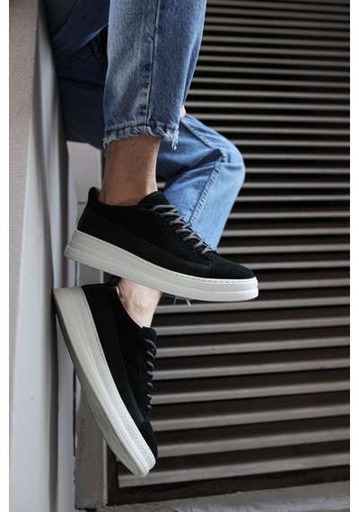 Knack Sneakers Ayakkabı 010 Siyah Süet Beyaz Taban 001