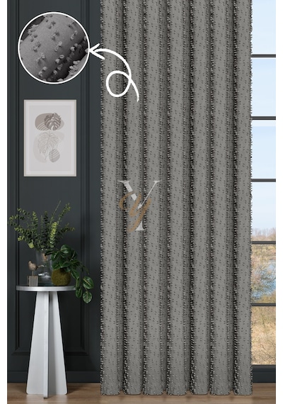 Linda Fon Perde V-6015-s Gri Simli Gri