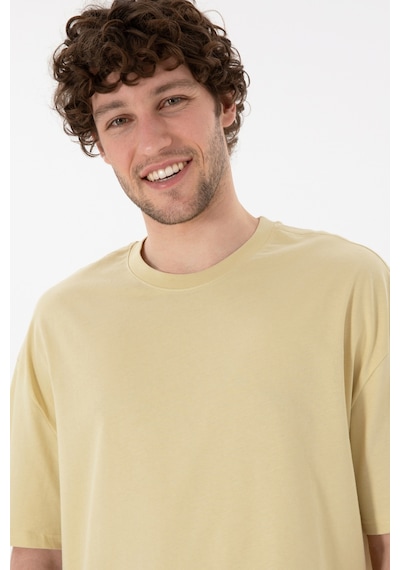 U.S. Polo Assn. Erkek Long Fit Bisiklet Yaka Açık Haki Basic Tişört 50305988-VR183