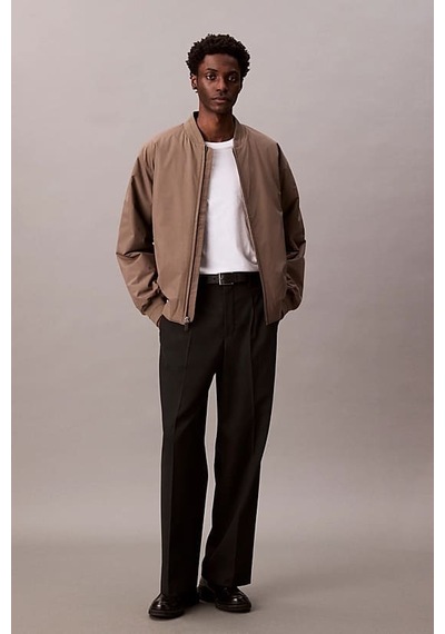 Calvin Klein Erkek Regular Fit Fermuarlı Bomber Ceket - Bej Morel
