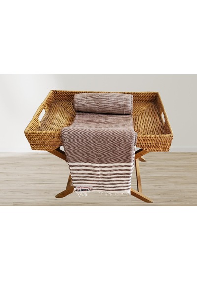 Aksu Summer Line Çok Amaçlı Örtü Pike Koltuk Örtüsü 170x220 Espresso Sütlü Kahve