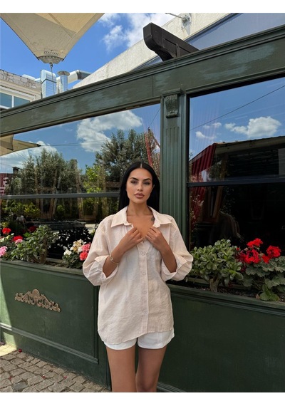 WeShaya Taş Cepli %100 Pamuk Gömlek Taş
