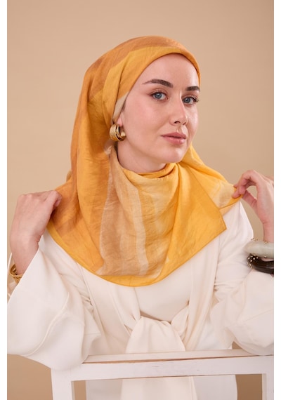 Silk Home Olinda İpek Eşarp 47005-05 Turuncu, Sarı, Bej, Kiremit, Taba