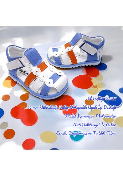 Beebron Ortopedik Erkek Bebek Ve Çocuk Sandaleti Ebgcm2406 Beyaz Mavi Turuncu Beebron Ortopedik Erkek Bebek Ve Çocuk Sandaleti Ebgcm2406 Beyaz Mavi Turuncu