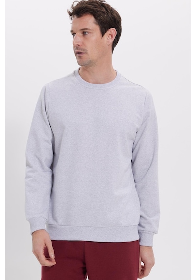 Tudors Erkek Relax Fit Rahat Kesim %100 Pamuk 2 İplik Bisiklet Yaka Gri Sweatshirt -41516 Gri