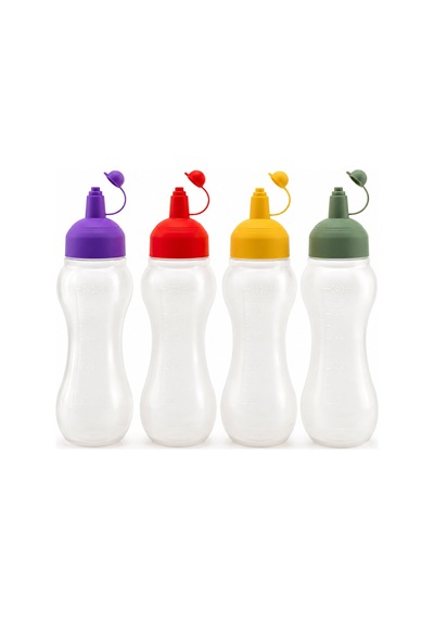 Rotto Rt-111 700ml Yağdanlık Sosluk Şeffaf Plastik Şişe Renkli Kapak Ölçekli Ketçap Mayonez - 24'li Paket Diğer