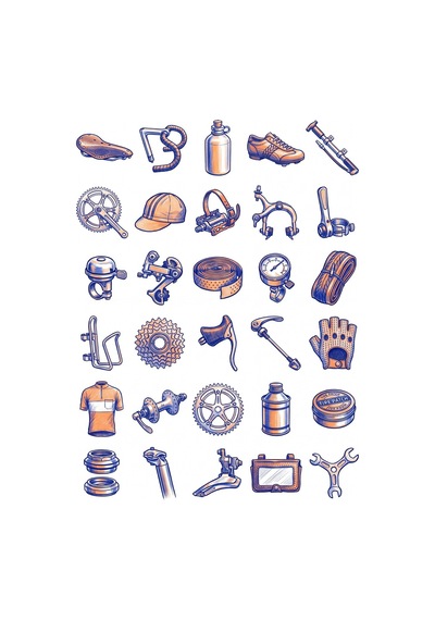 30 Adet Retro Yol Bisikleti Sticker Seti - Laptop, Kask, Matara Çok Renkli