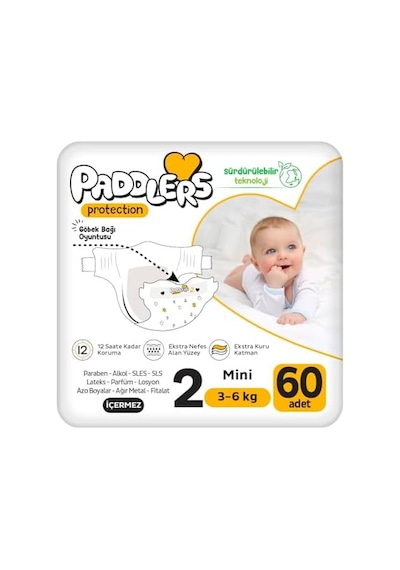Protection Bebek Bezi 2 Numara Mini 3-6 Kg 60 Adet Jumbo Paket