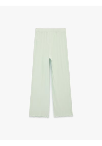 Koton Kaşkorse Modal Kumaş Normal Bel Düz Bol Paça Pijama Altı Yeşil 6slk40031mk