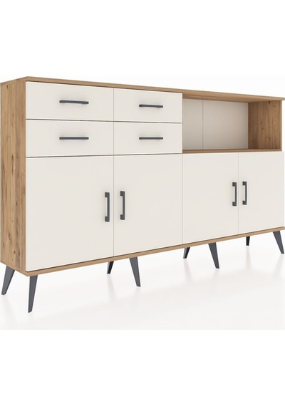 Arges Konsol 4 Raflı 4 Çekmeceli 4 Kapaklı 176x30x99 Çam-aytaşı Aytası - Atlas Çam
