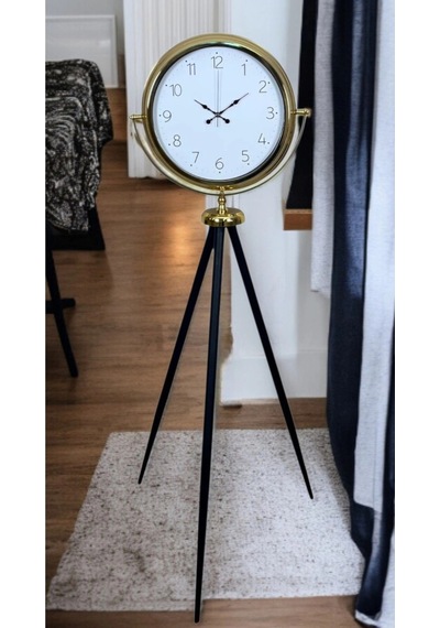 Gold Premium Dekoratif Tripod Ayaklı Saat Çok Renkli