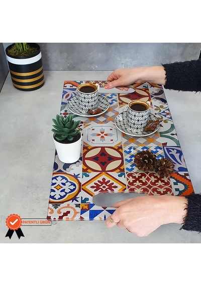 Decorita Cam Tepsi Çini Desen 29Cm X 52Cm