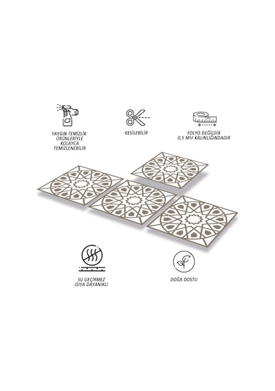 Tink KENDİNDEN YAPIŞKANLI SELÇUKLU GEOMETRİK DESENLİ PVC KARO 30X30 CM