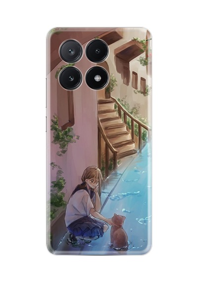 Poco X6 5g Kılıf Desenli Silikon Platinium Series Cat And Girl 1808