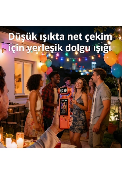 4k 1080p Yükek Çözünürlüklü 180 Açılı 2000mah Bataryalı Aksiyon Kamera Turuncu Renk
