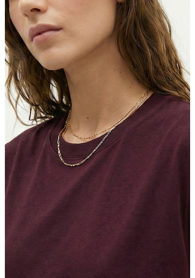 Elemge %100 Pamuk Süprem Tok Kumaş Kadın Oversize Bordo T-shirt Geniş Omuzlu Dökümlü Kolsuz Bol Kalıp
