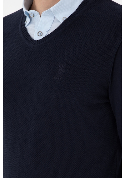 U.S. Polo Assn. Erkek Slim Fit V Yaka Lacivert Basic Kazak 50288886-VR033 U.S. Polo Assn. Erkek Slim Fit V Yaka Lacivert Basic Kazak 50288886-VR033