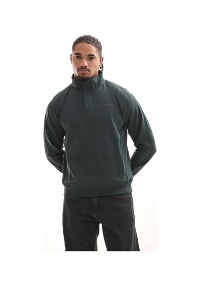 Boğazlı Sweatshirt Koyu Yeşil