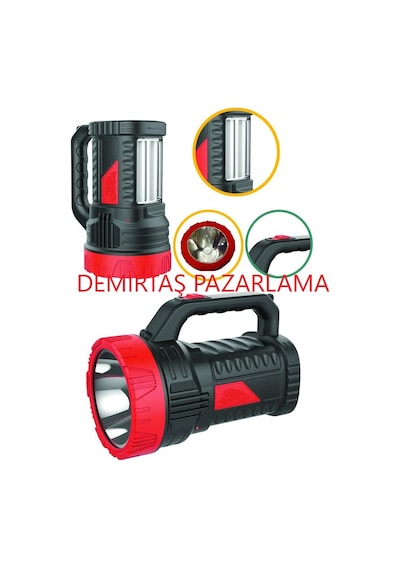 15W+26Smd Led El Feneri Şarjlı Projektör Uzun Menzil Avcı Feneri N11.8307 Siyah