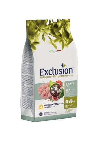 Exclusion Mediterraneo Monoprotein Tavuklu Tahıllı Orta ve Büyük Irk Yaşlı Köpek Maması 3 KG