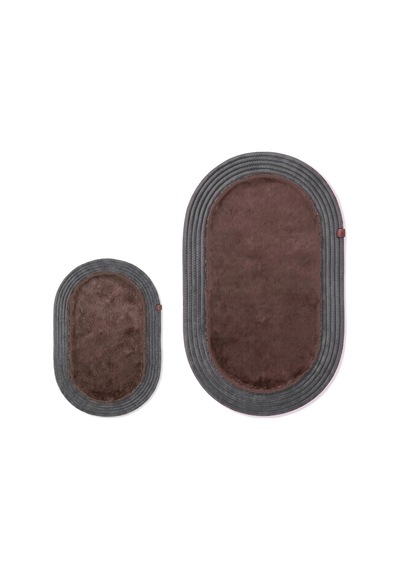 Banyo Paspası Takımı 60x100+40x60 Cm Düz Mouss Kahve & Antrasit Gri
