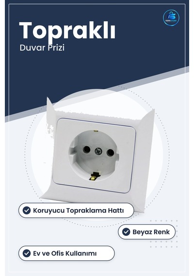 Topraklı Priz Beyaz Duvar Prizi Schuko Tipi Elektrik Tesisat Malz
