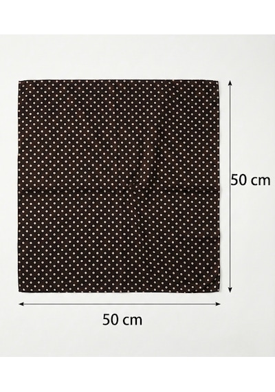 Jz Moda Puantiye Desenli Fular - Retro Tarz Eşarp & Saç Bandı -puantiyeli Fular - 50 50cm Kahverengi - Beyaz