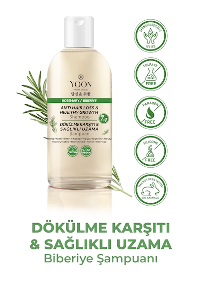 Yoon Hızlı Saç Uzatma, Dökülme Karşıtı, 3'lü Biberiye Bakım Seti