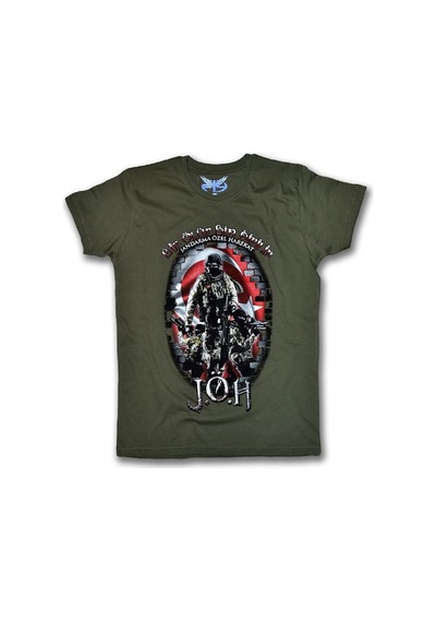 Jandarma Özel Harekat Kadın Kısa Kollu T-Shirt - Haki Yeşil Çok Renkli