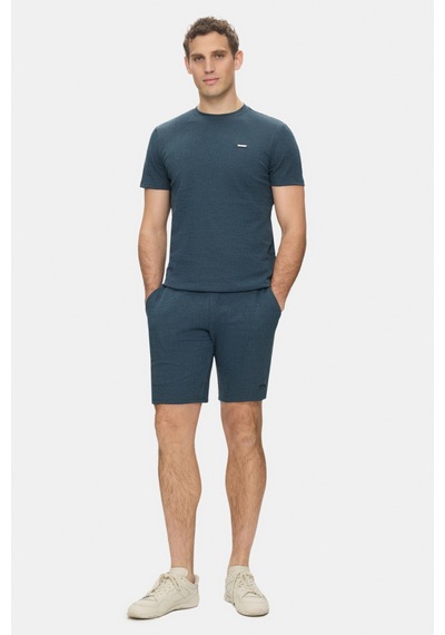 Taylor Lacivert Bisiklet Yaka Krinkıl Hafif Kumaş Metal Logolu Standard Fit Erkek Tshirt Lacivert
