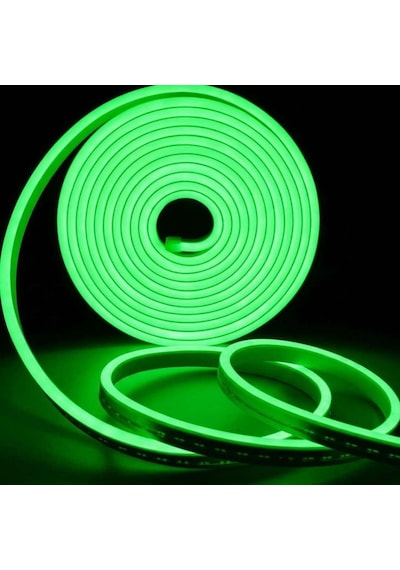Yeşil Neon Şerit Led Fişli 220v Esnek Dış Mekan, Bahçe, Açık Alan Dekoratif Aydınlatma 30 Metre