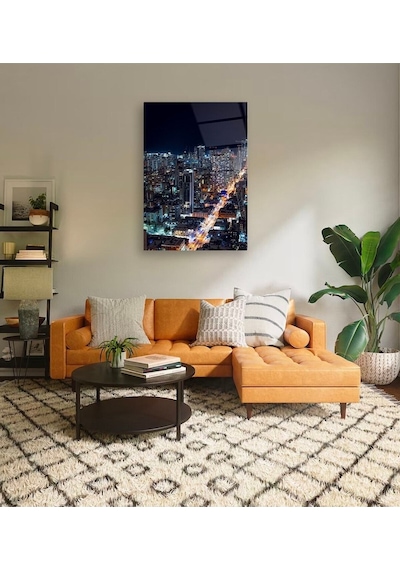 Gece Şehir Cam Tablo