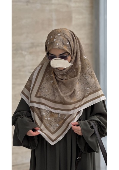 Qalortex Scarf Pamuklu Soft Minâ Desen Eşarp-yosun Yosun Yeşili